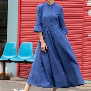 Embroidered sleeve shirt dress